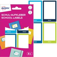Label, paper, school, 68x46 mm, hand-writable, AVERY ZWECKFORM, colorful, 8 labels/pack